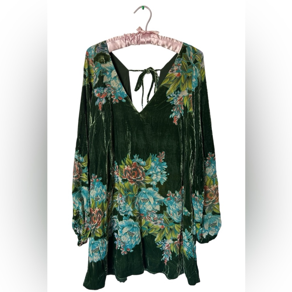 Free People Green Mischa Burnout Velvet Dress